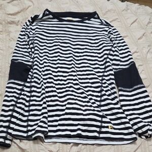 MICHAEL Michael Kors Black and White Striped Long Sleeve Top